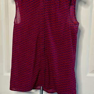 J. Crew Vibrant Red and Blue Sleeveless Top Size 2